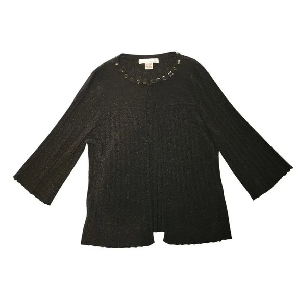 WD.NY Women's Black Viscose Long Sleeve Shimmer Comfort Cardigan Top Size Small - Picture 1 of 7